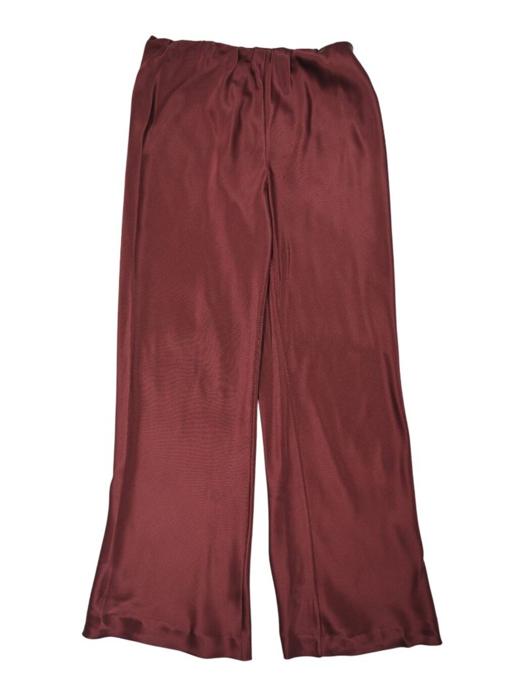 Lilysilk Straight-Leg Silk Satin Pants in Pinot Noir